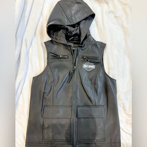 Harley-Davidson Women’s Off Roads Hooded Leather Vest XS Brand New!!